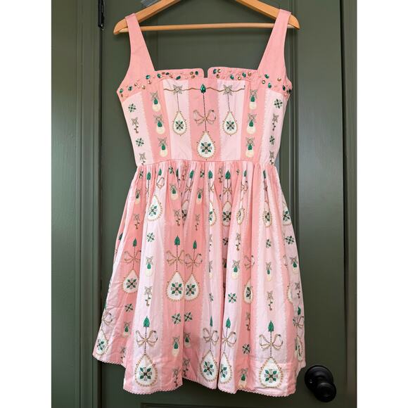 NWT Agua By Agua Bendita Joyeria Platino Mini Jewel-Embellished Dress Pink Large - Picture 2 of 8